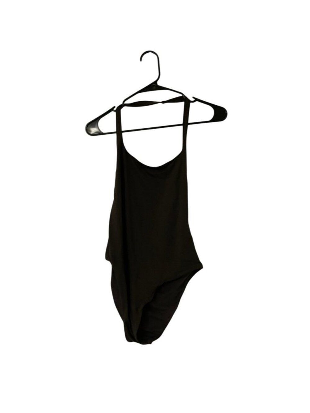 Zara Womens Bathing Suit M Black One Piece Open Back Halter Swim 8118/605 NWT